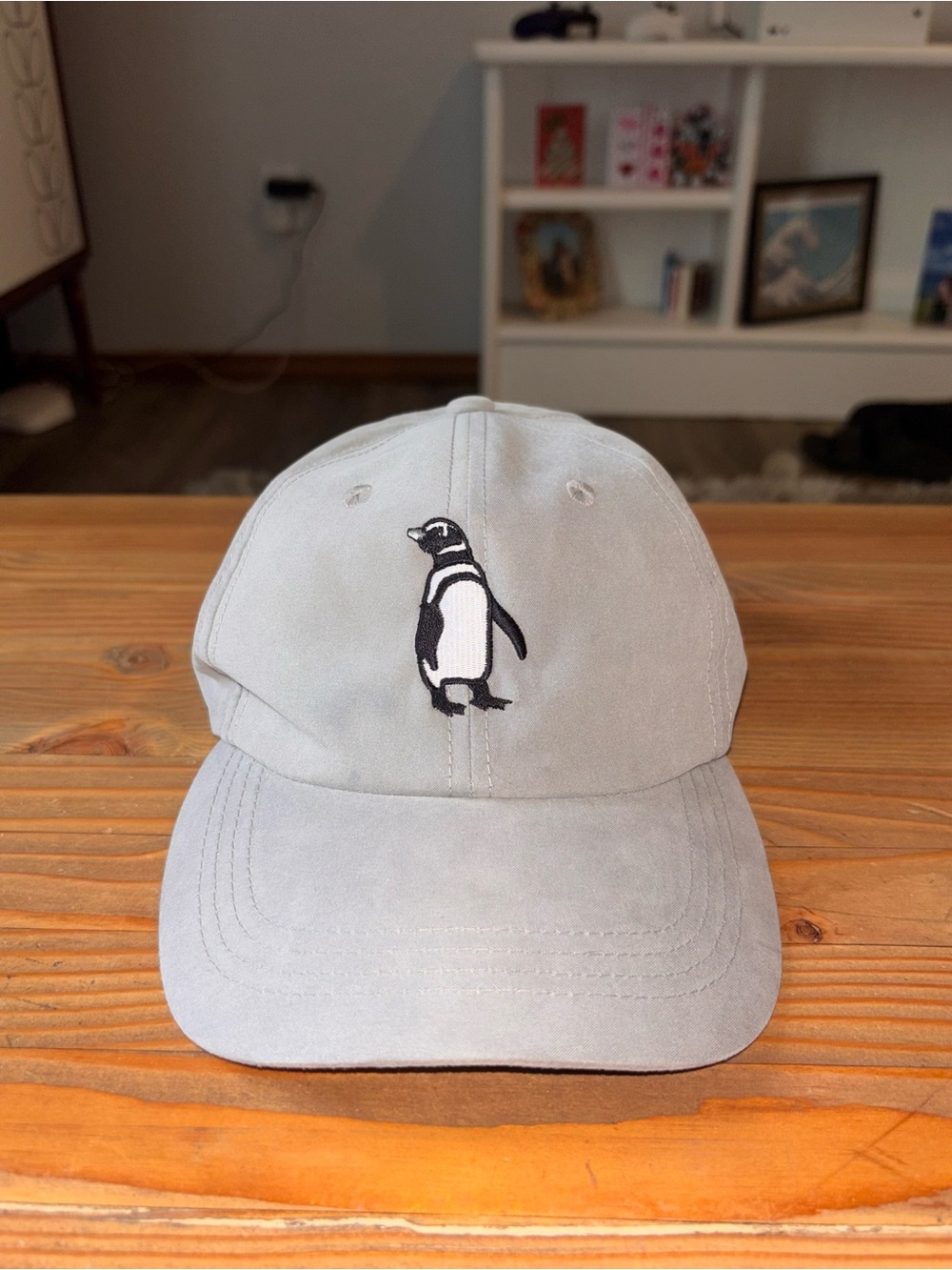 Falkland Islands Penguin Embroidered Gray Strapback Baseball Hat Cap Travel